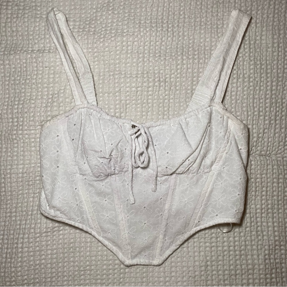 White Eyelet Corset Top